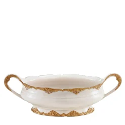 Irene Two-Handle White & Gold Gravy Boat