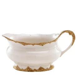 Irene White & Gold Gravy Boat