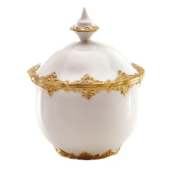Irene White & Gold Sugar Bowl with Lid