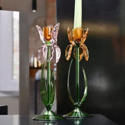 Iris Pink Glass Candleholder by Summerill & Bishop