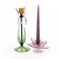 Iris Pink Glass Candleholder by Summerill & Bishop