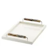 Isacco Rectangular White Tray with Horn Inlays