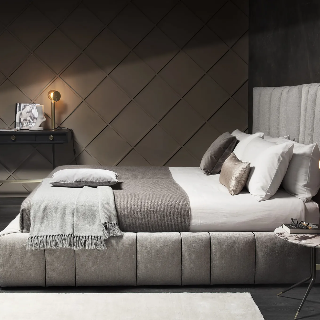 Italo Gray Textile Bed