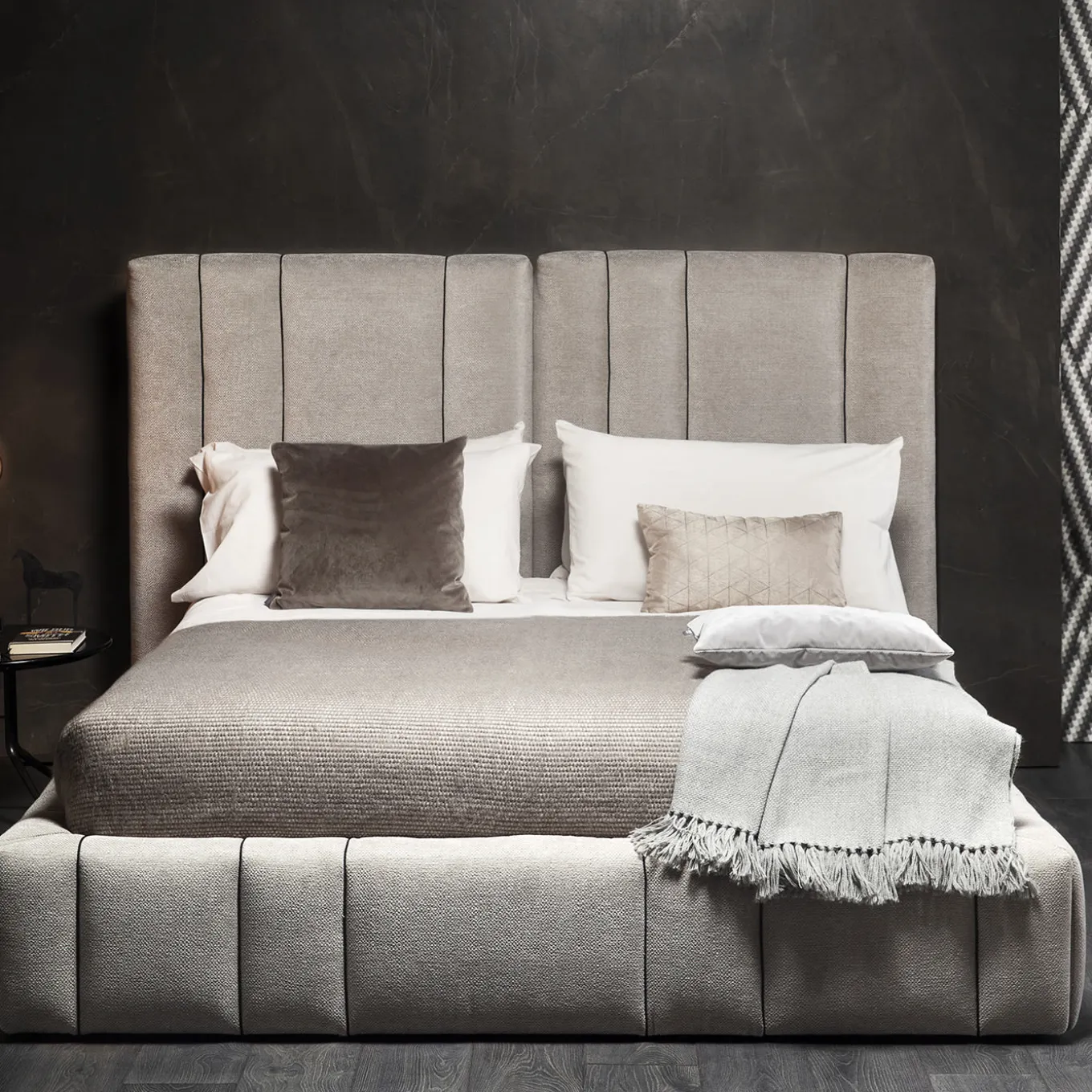 Italo Gray Textile Bed