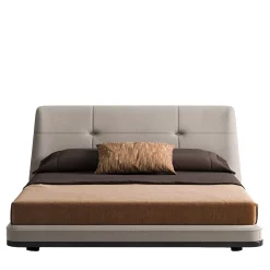 Jackie beige fabric and wood bed