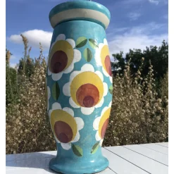 Janis Ceramic Vase with lid with Floral Hand-Painted Design
