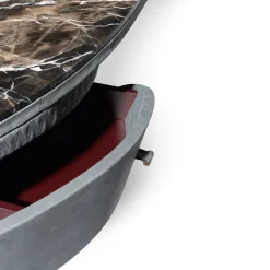 Jet Plane Black Wood And Black Marble Top Writing Desk