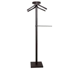 Joy Cocoa Brown Wood & Leather Valet Stand