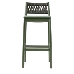 Julie Dark Green Stool with Upholstered Seat by Emilio Nanni