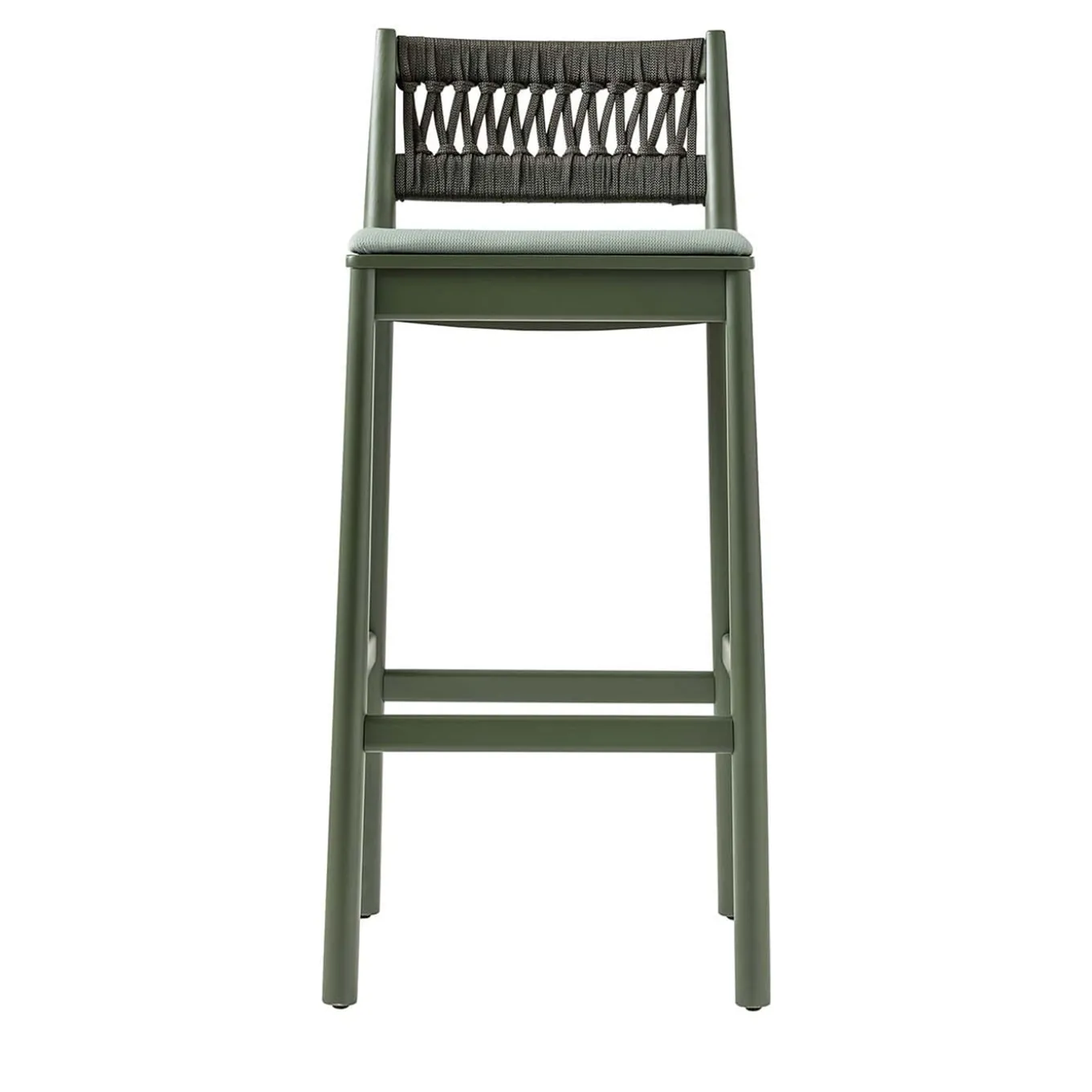Julie Dark Green Stool with Upholstered Seat by Emilio Nanni