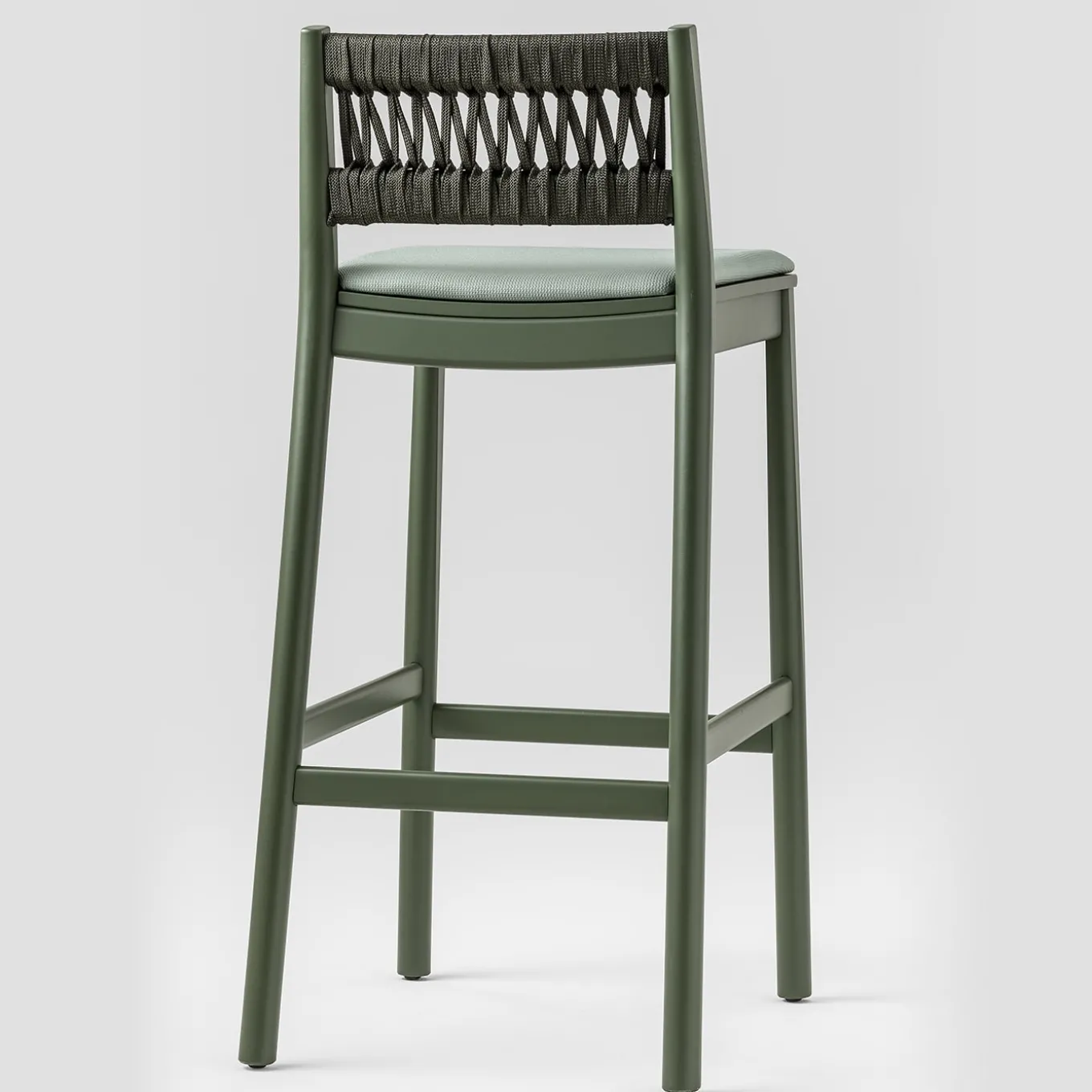 Julie Dark Green Stool with Upholstered Seat by Emilio Nanni
