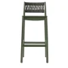 Julie Dark Green Wood Bar Stool With Rope Backrest
