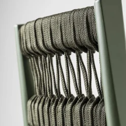 Julie Dark Green Wood Bar Stool With Rope Backrest