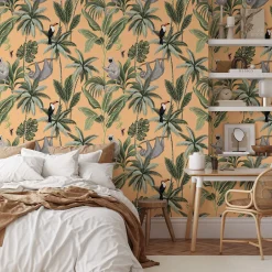 Jungle Wallpaper with Orange Background