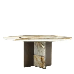 Kalos ED/50 604-180 Dining Table With Patagonia Marble Lazy Susan