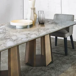 Kandinsky Gold Calacatta Marble Dining Table by Massimiliano Raggi