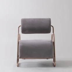 Kate Comfort Gray Nabuk Leather Lounge Chair with Footrest