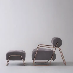 Kate Comfort Gray Nabuk Leather Lounge Chair with Footrest