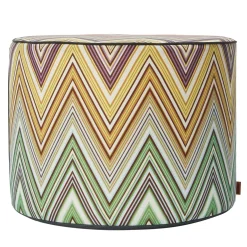 Kew Cylindrical Zigzag Pattern Outdoor Pouf #3