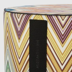 Kew Cylindrical Zigzag Pattern Outdoor Pouf #3