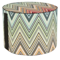 Kew Cylindrical Zigzag Pattern Outdoor Pouf #4