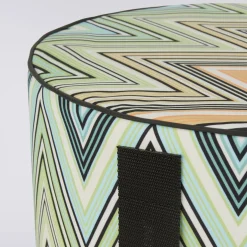 Kew Cylindrical Zigzag Pattern Outdoor Pouf #4