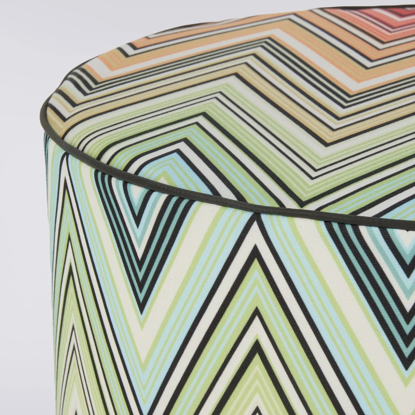 Kew Cylindrical Zigzag Pattern Outdoor Pouf #4