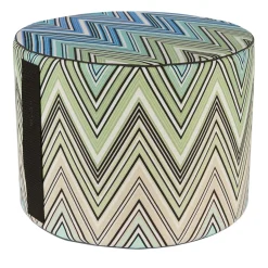 Kew Cylindrical Zigzag Pattern Outdoor Pouf #2