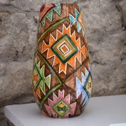 Kilim Geometric-Style Polychrome Vase