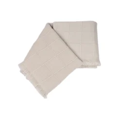 Kimberly Soft Powder 100% Cashmere Double Plaid with side short fringes