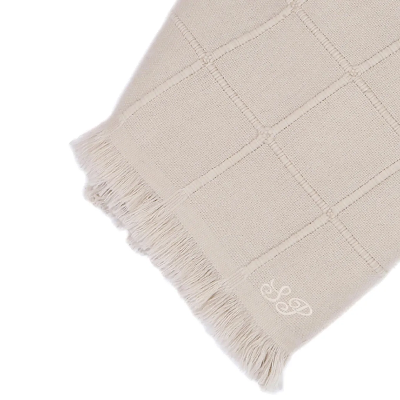 Kimberly Soft Powder 100% Cashmere Double Plaid with side short fringes