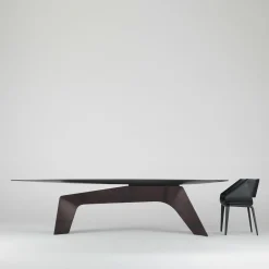 Kintai dark brown veneered wood dining table