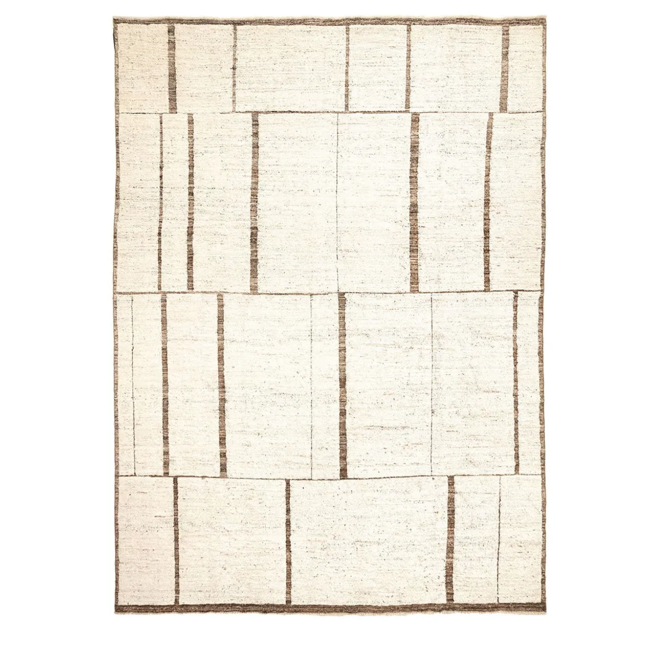 Kiviya White And Brown Wool Rug