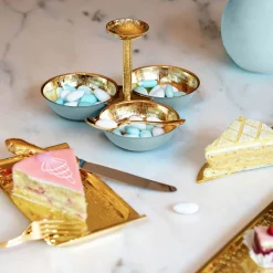 Kiwi 2 Azure & Gold Hors D'Oeuvre Plate