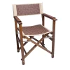 Knotted Brown & Beige Faux-Leather Outdoor Director Chair