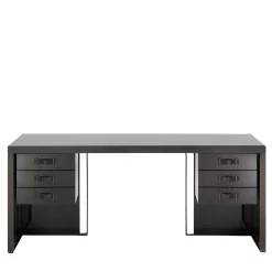 Kobe cocoa glossy lacquered finish ash wood 6-Drawer Desk