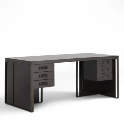 Kobe cocoa glossy lacquered finish ash wood 6-Drawer Desk