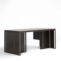 Kobe cocoa glossy lacquered finish ash wood 6-Drawer Desk