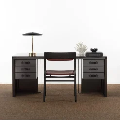 Kobe cocoa glossy lacquered finish ash wood 6-Drawer Desk