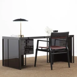 Kobe cocoa glossy lacquered finish ash wood 6-Drawer Desk