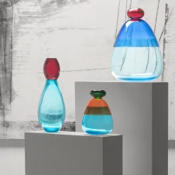 Kount Red-Blue-Light Blue Large Vase with Lid by Karim Rashid