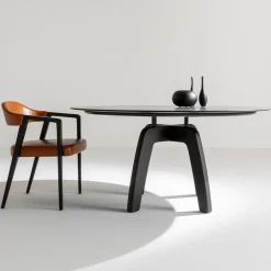 Kris Black Dyed Ash Chair with Leather Seat