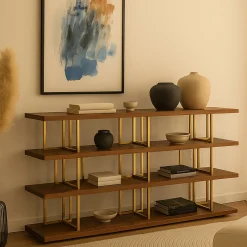 Kris Walnut and Brass Bookcase