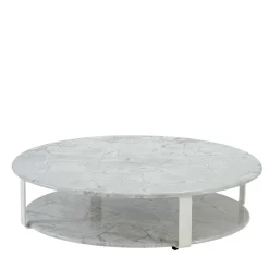 La Greca Large Round Super White Marble Outdoor Coffee Table