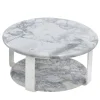 La Greca Small Round Super White Marble Outdoor Coffee Table