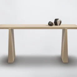 La Linea Beige Leather Console