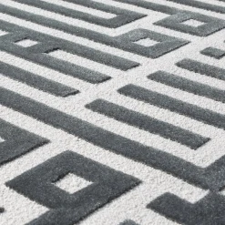 Labirinto Gray New Zealand Wool & Tencel Rug by Ken Scott