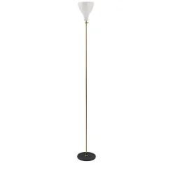 Lady V Black and White Tall Floor Lamp in Brass
