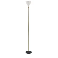 Lady V Black and White Tall Floor Lamp in Brass