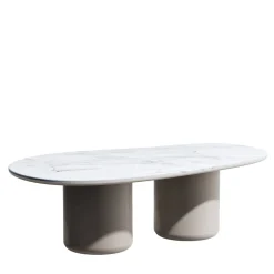 Laghi II Carrara Marble & Glossy wood Dining Table by Artefatto Design Studio